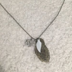 50%off offer | Long bronze necklace with leaf pendants